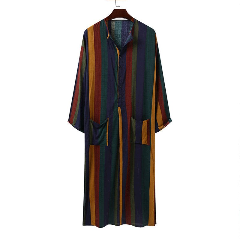 Annika Relaxed Linen Dress with Crew Neck and Button Front in Yellow