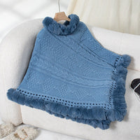 Annika Velvet Poncho in Blue