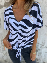 Anouk Casual Top with V-Neck and Short Sleeve in White