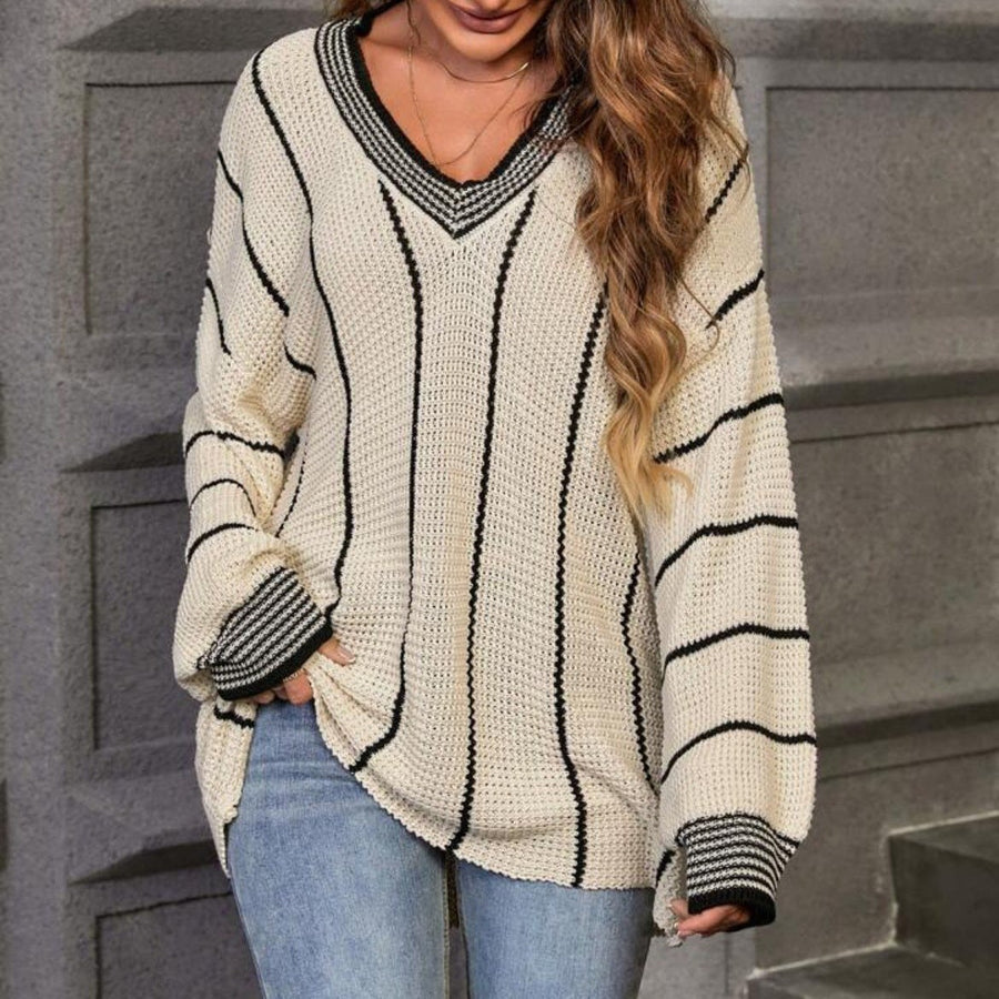 Anouk Elegant Knit Sweater with V-Neck
