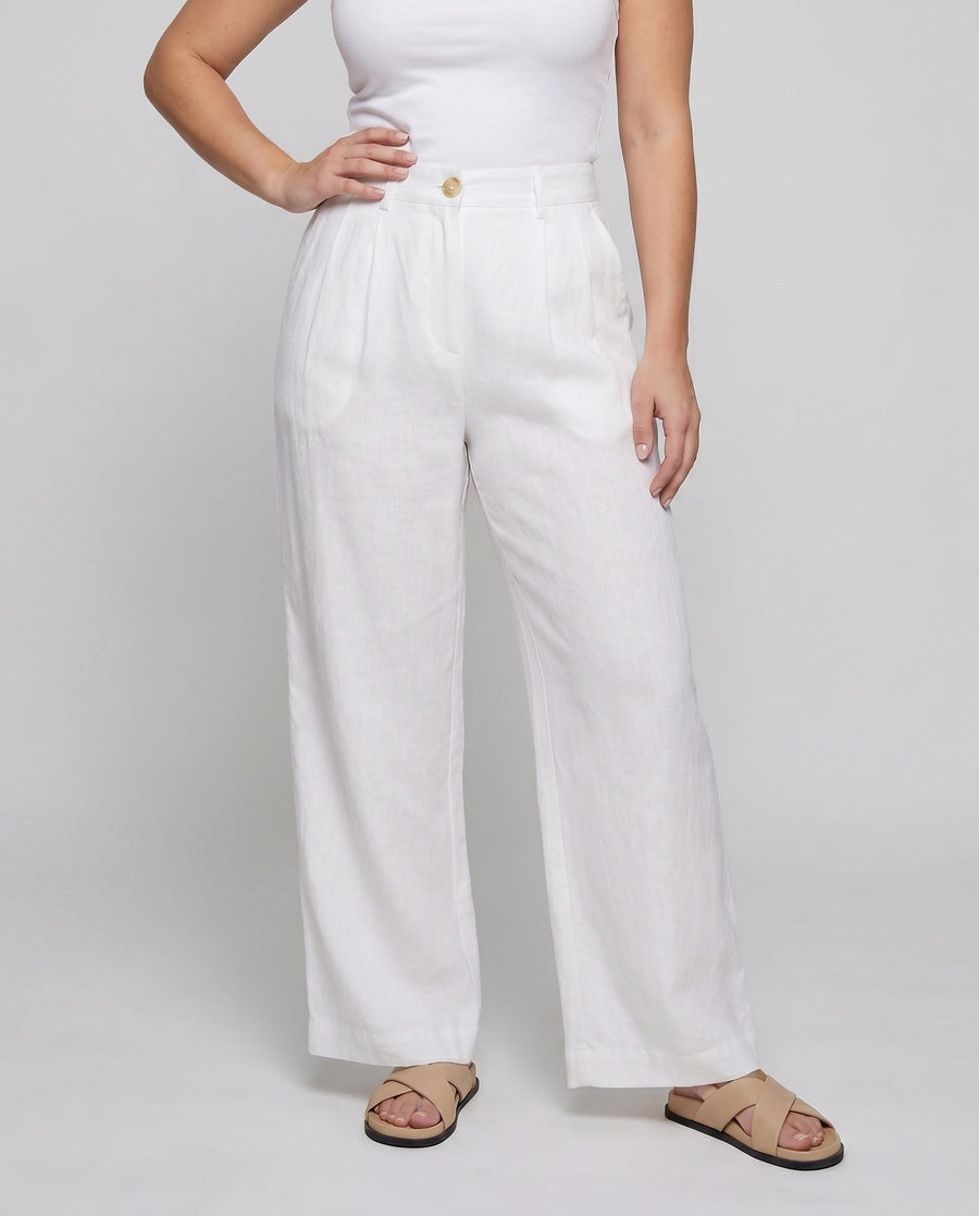 Anouk Linen Trousers with Elastic Waist and Pockets