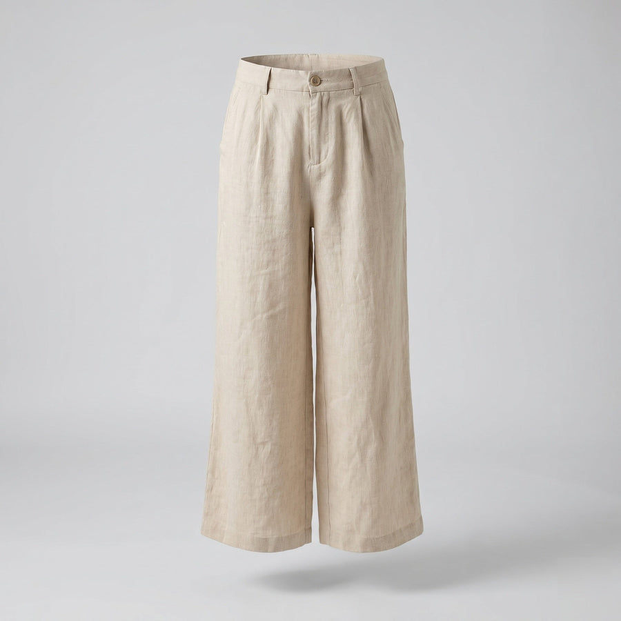 Anouk Linen Trousers with Elastic Waist and Pockets in Linen