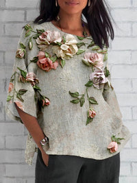 Anouk™ Vibrant Floral Print Top in Light Grey