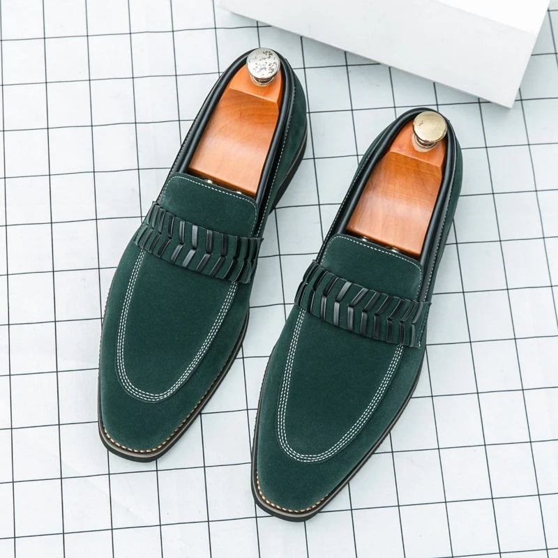Anthony Barresi Leather Loafers in Forest Green