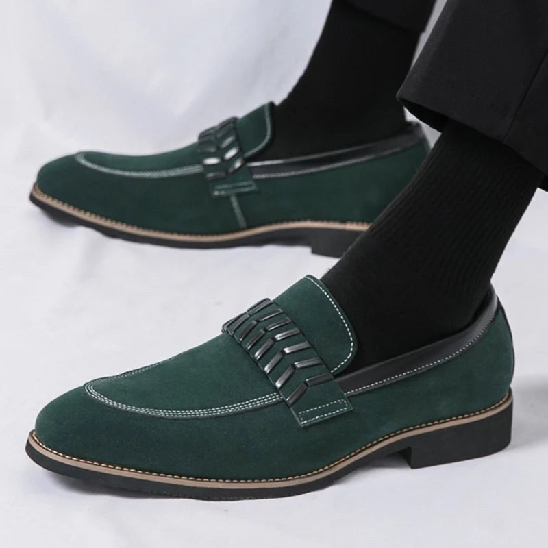 Anthony Barresi Leather Loafers in Forest Green