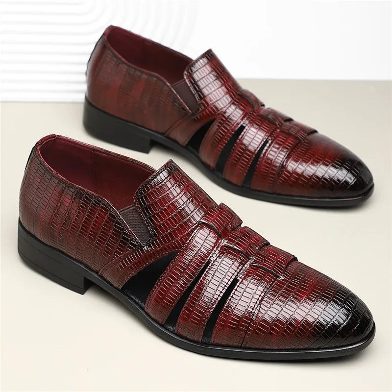 Anthony Cut Out Crocodile Loafer in Mahogany