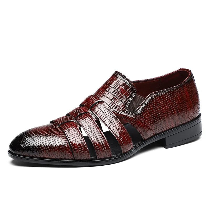 Anthony Cut Out Crocodile Loafer in Mahogany