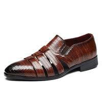 Anthony Cut Out Crocodile Loafer in Sienna Brown
