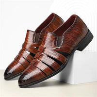 Anthony Cut Out Crocodile Loafer in Sienna Brown