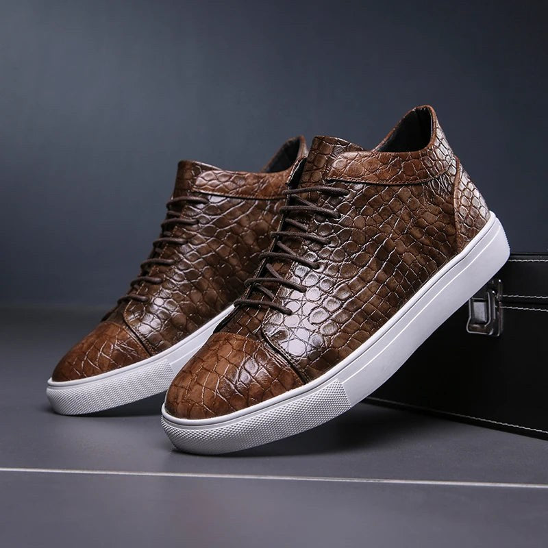 Anthony Sartain Leather Sneakers in Espresso Brown