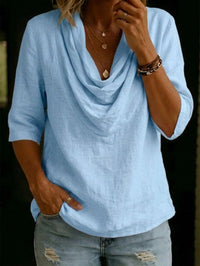 Antonia Airy Linen Blouse in Light Blue