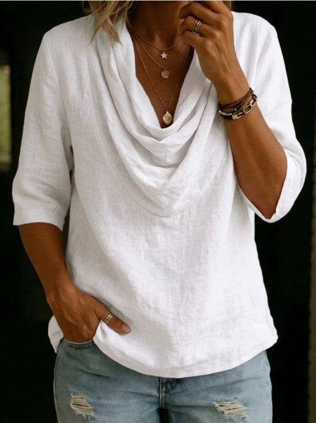 Antonia Airy Linen Blouse in White