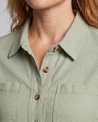 Antonia Casual Linen Blouse with Button Front and Chest Pocket