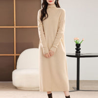 Antonia Elegant Knit Dress with Oversized in Apricot