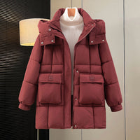 Antonia Jacket with Pockets and Hood in Wine Red