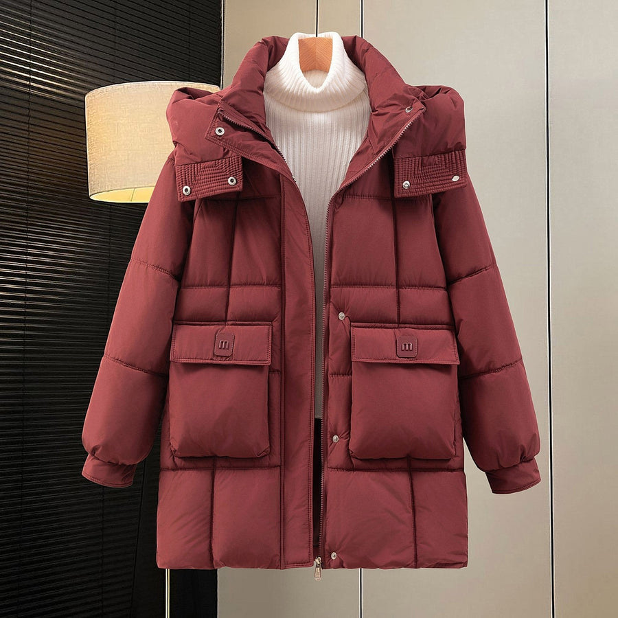 Antonia Jacket with Pockets and Hood in Wine Red