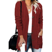 Antonia Knit Cardigan with Pockets in Wine Red