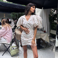 Antonia Mini Dress with Puff Sleeve in As Shown