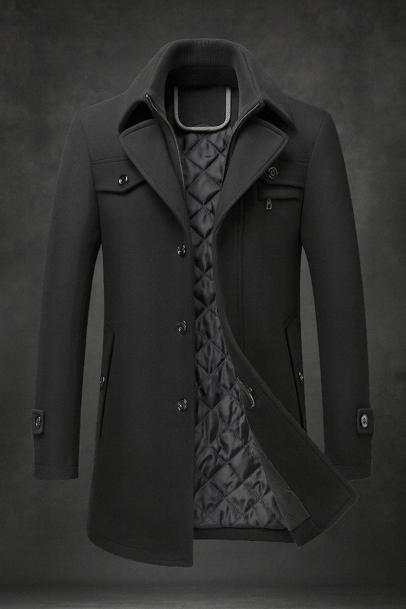 Antonin | Men's Double Collar Quilted Lined Overcoat
