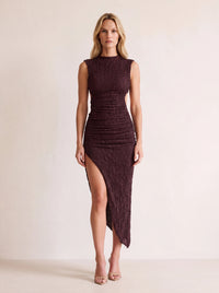 Aphrodite Midi Dress Plum Brown - front