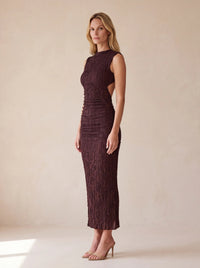 Aphrodite Midi Dress Plum Brown - side