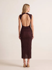 Aphrodite Midi Dress Plum Brown - back