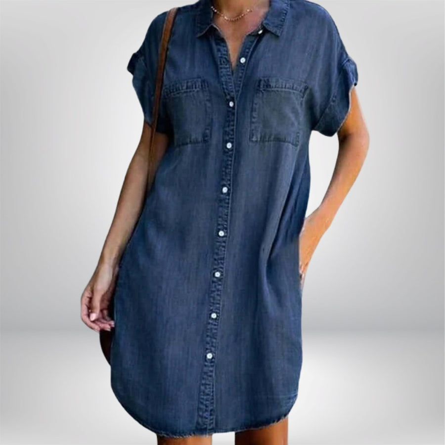 Arden™ Casual Denim Dress in Dark Blue