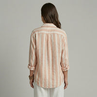 Aria Striped Button-Down Shirt in Blush