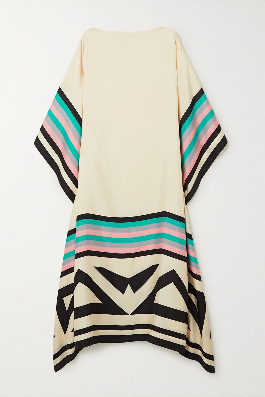 Aria Women's Geometric Print Kaftan Batwing Sleeve Maxi Dress in Beige