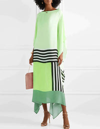 Aria Women's Geometric Print Kaftan Batwing Sleeve Maxi Dress in Green