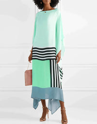 Aria Women's Geometric Print Kaftan Batwing Sleeve Maxi Dress in Light Blue