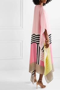 Aria Women's Geometric Print Kaftan Batwing Sleeve Maxi Dress in Pink