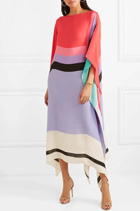 Aria Women's Geometric Print Kaftan Batwing Sleeve Maxi Dress in Red