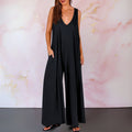 Aria Women's Wide Leg Sleeveless Jumpsuit V-Neck