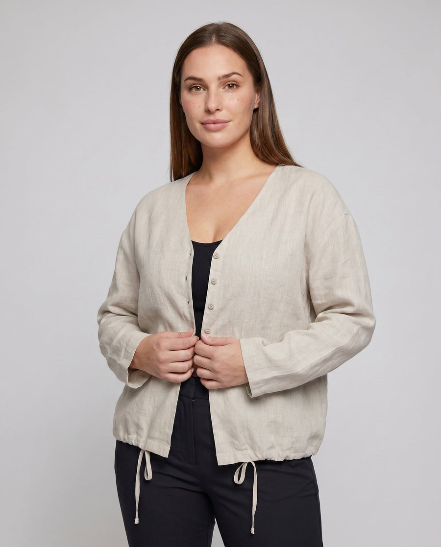 Ariane Casual Linen Blouse with Button Front