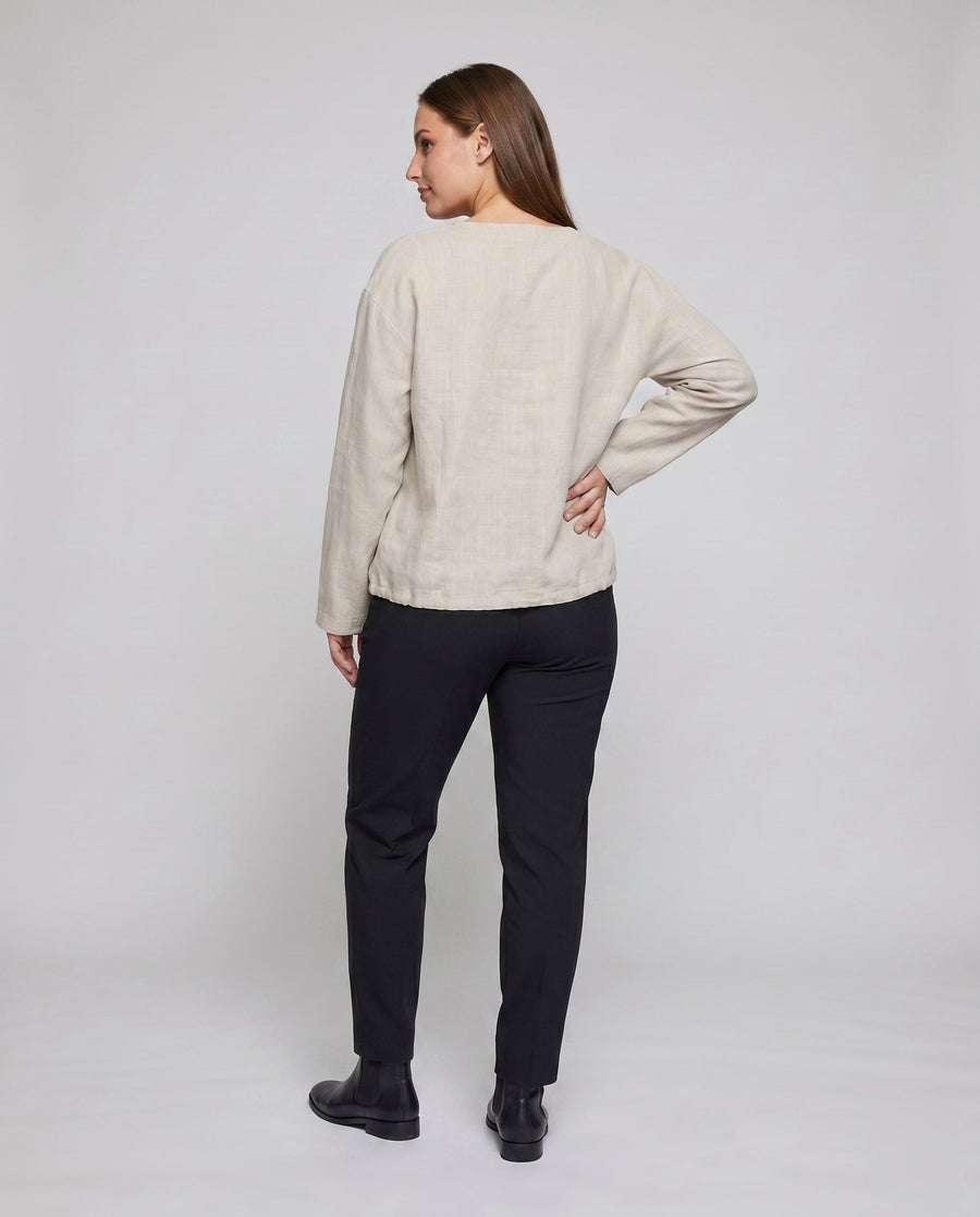 Ariane Casual Linen Blouse with Button Front