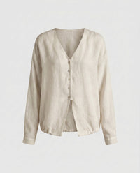 Ariane Casual Linen Blouse with Button Front in Linen