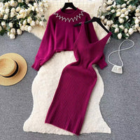 Ariane Elegant Knit Dress in Purple