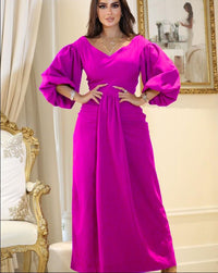 Ariane Elegant Maxi Dress with Fitted in Magenta