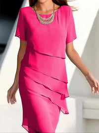 Ariane Elegant Wrap Dress in Dark Pink