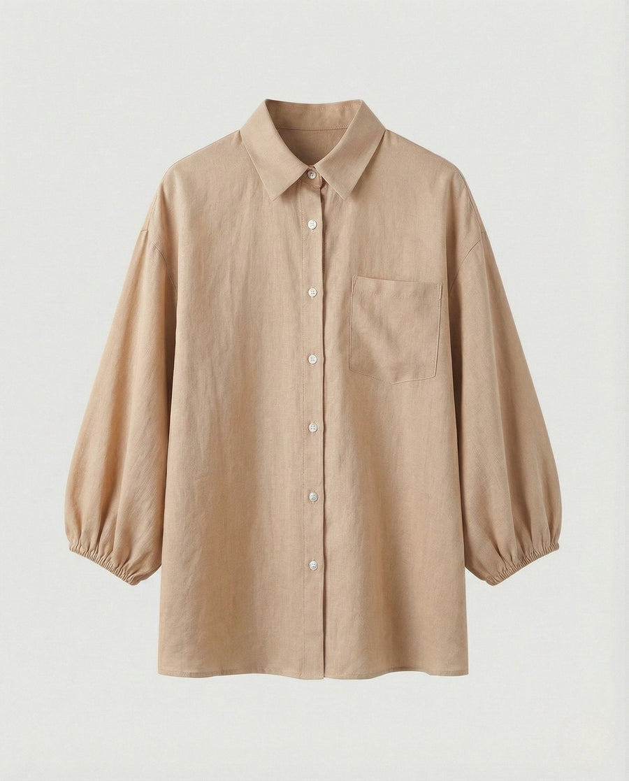 Ariane Linen Blouse in Apricot