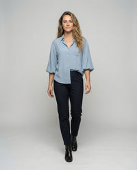 Ariane Linen Blouse in Light Blue