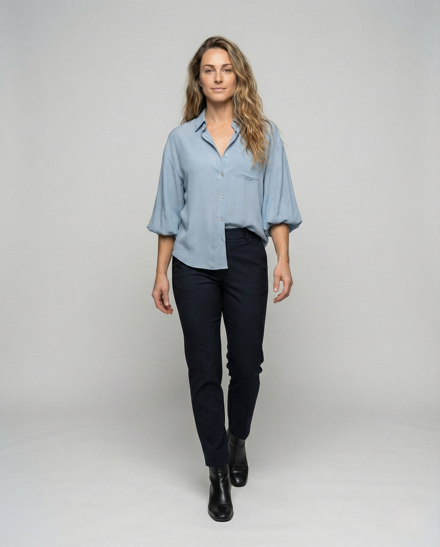 Ariane Linen Blouse in Light Blue