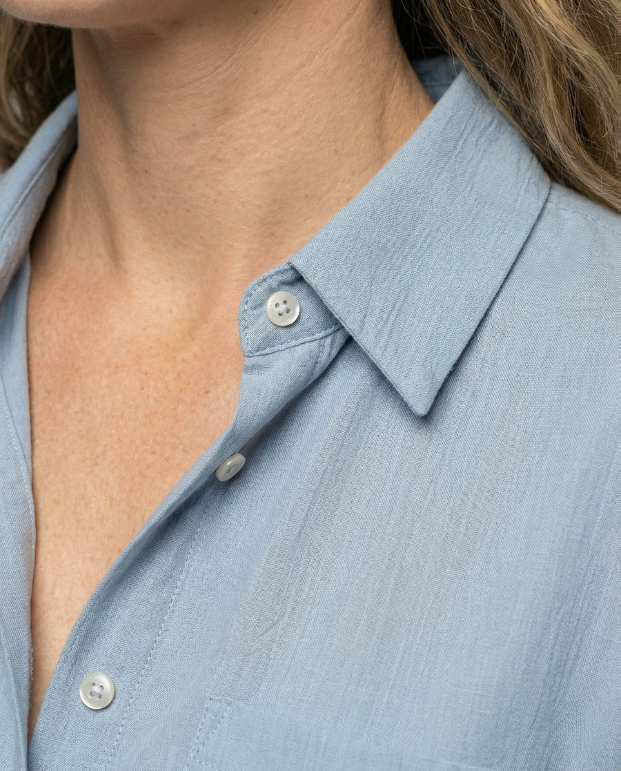 Ariane Linen Blouse in Light Blue