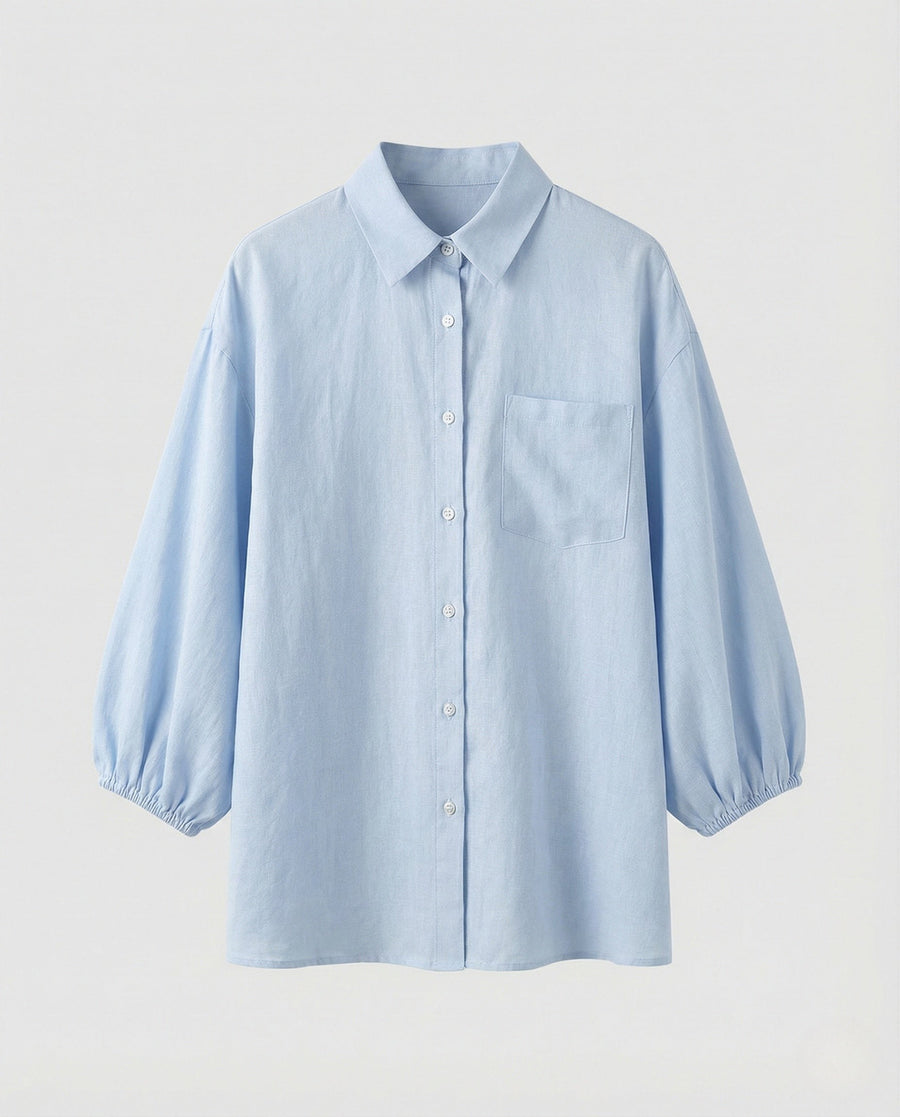 Ariane Linen Blouse in Light Blue