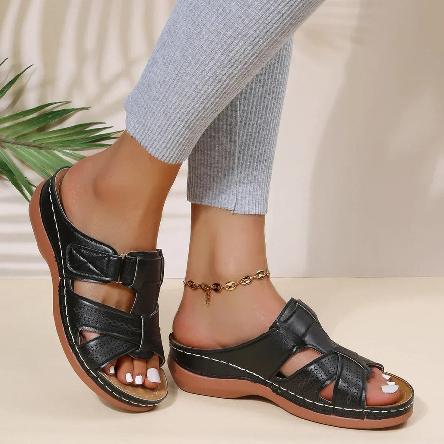 Aria™ Premium Orthopedic Wedge Sandals in Black