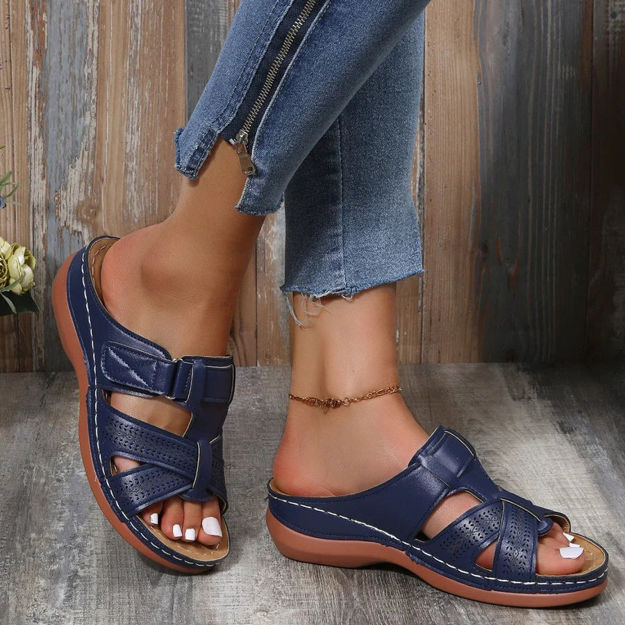 Aria™ Premium Orthopedic Wedge Sandals in Dark Blue
