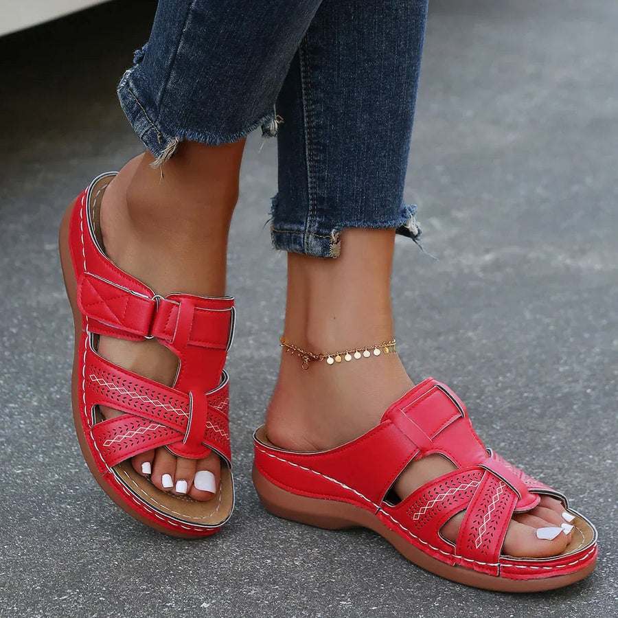 Aria™ Premium Orthopedic Wedge Sandals in Red