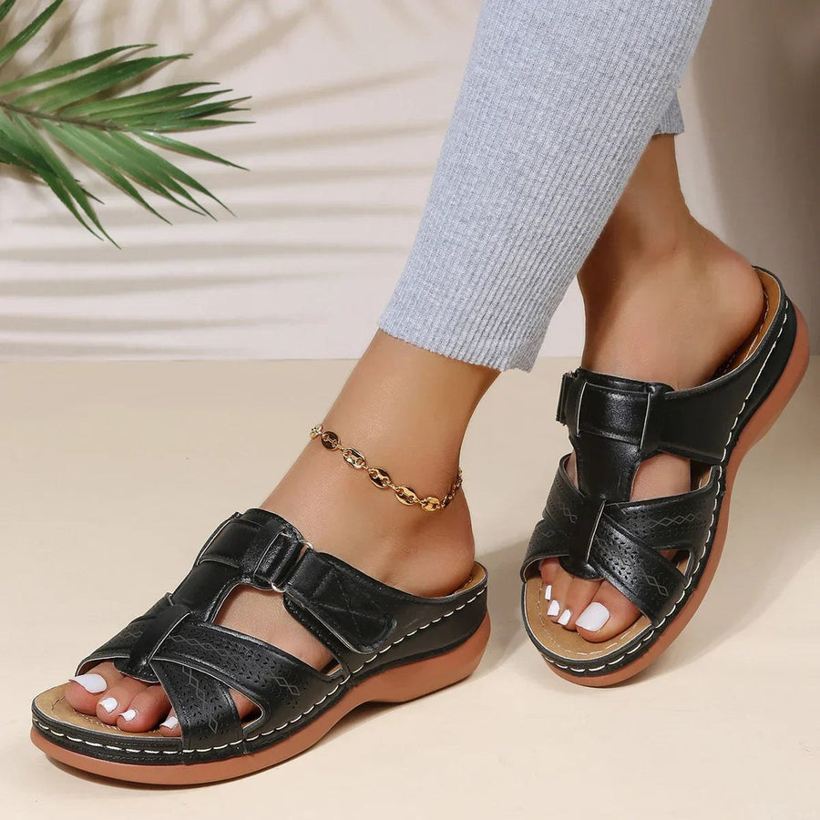 Aria™ Premium Orthopedic Wedge Sandals in Wine Red