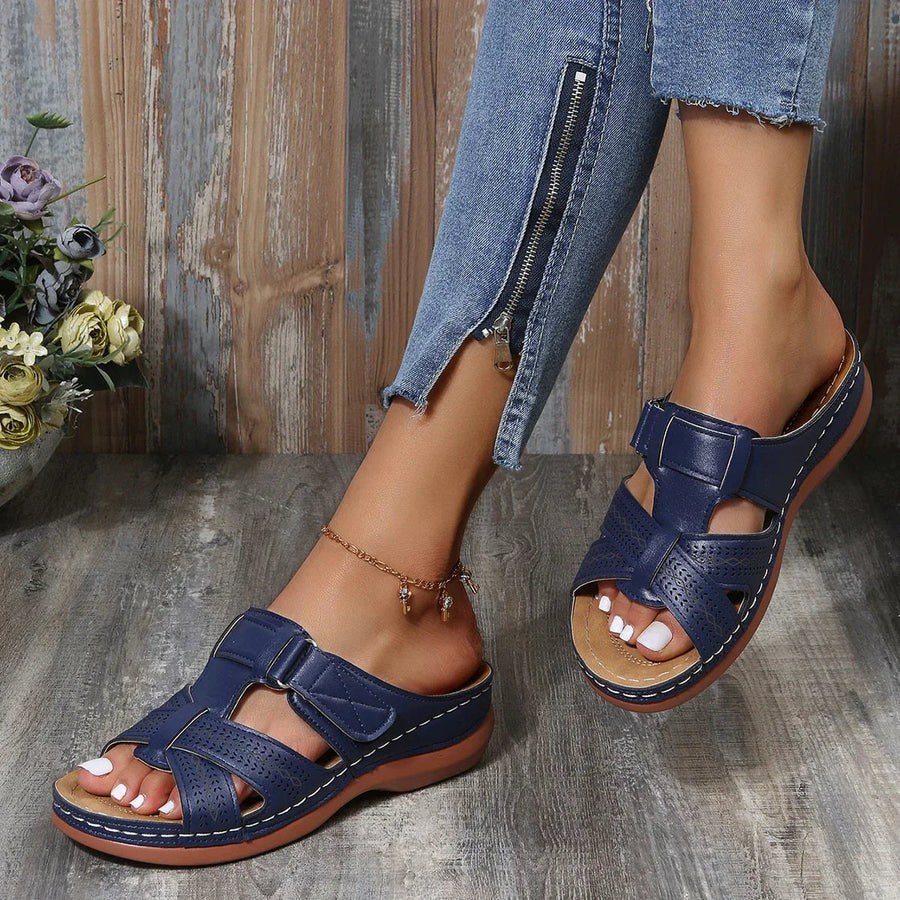 Aria™ Premium Orthopedic Wedge Sandals in Wine Red